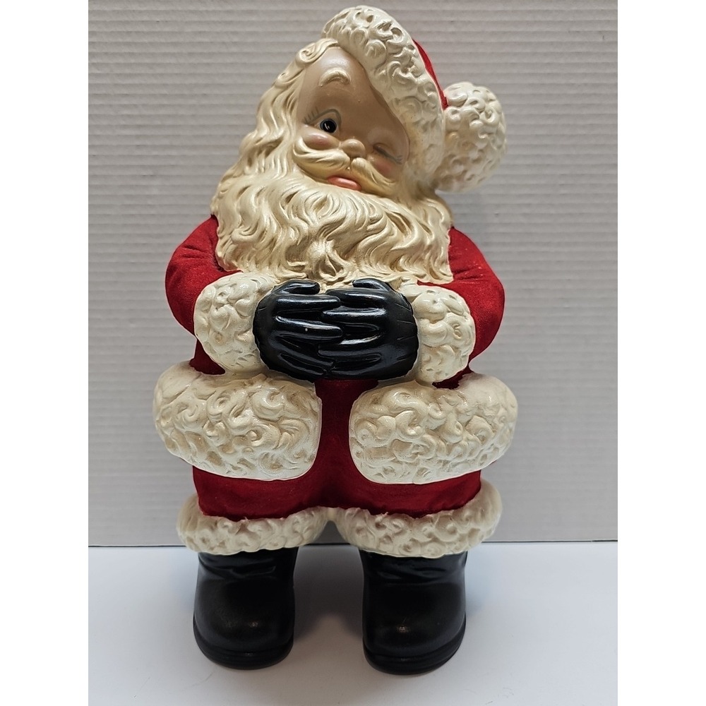 Vintage 70's Large Ceramic Atlantic Mold Winking Santa Claus Christmas 14"